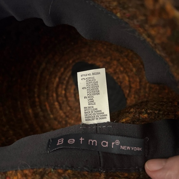 BETMAR NEW YORK HAT Weave Burnt Orange Brown Wool Blend Logo Design - Picture 7 of 12